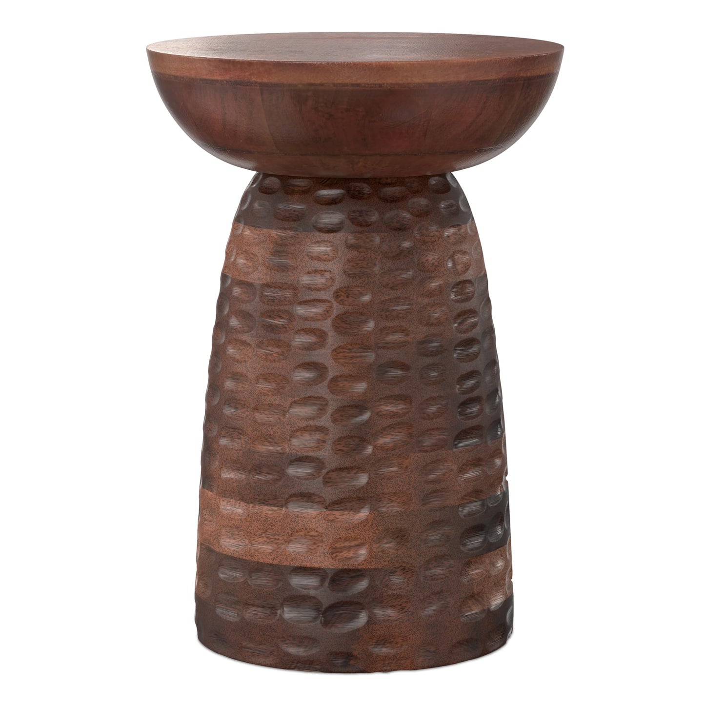 SIMPLIHOME Boyd End Table - 13" Wide x 18" High Solid Mango Wood Round Accent Table in Warm Dark Brown, Handcrafted Contemporary Nightstand or Lamp Stand for Living Room, Bedroom, or Office, Assembled