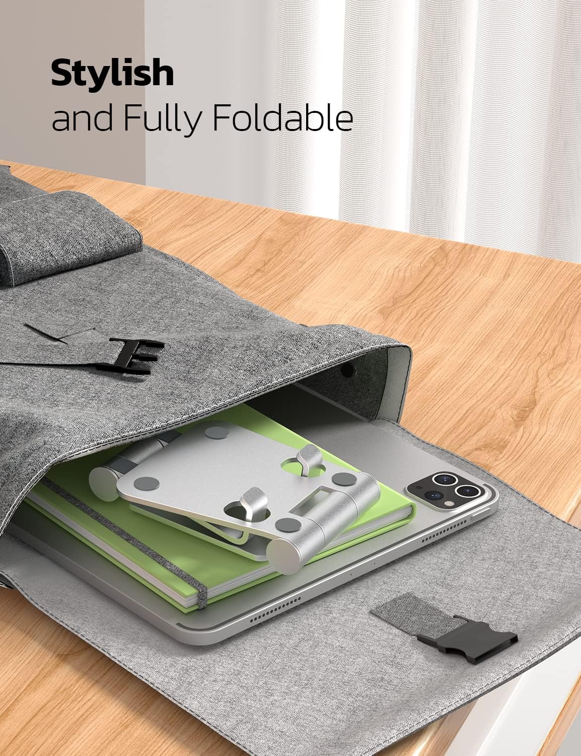 Nulaxy 2 Pack Dual Folding Cell Phone Stand, Fully Adjustable Foldable Desktop Phone Holder Cradle Dock Compatible with Phone 16 15 14 13 12 Pro Xs Xs Max Xr, All Phones, Silver