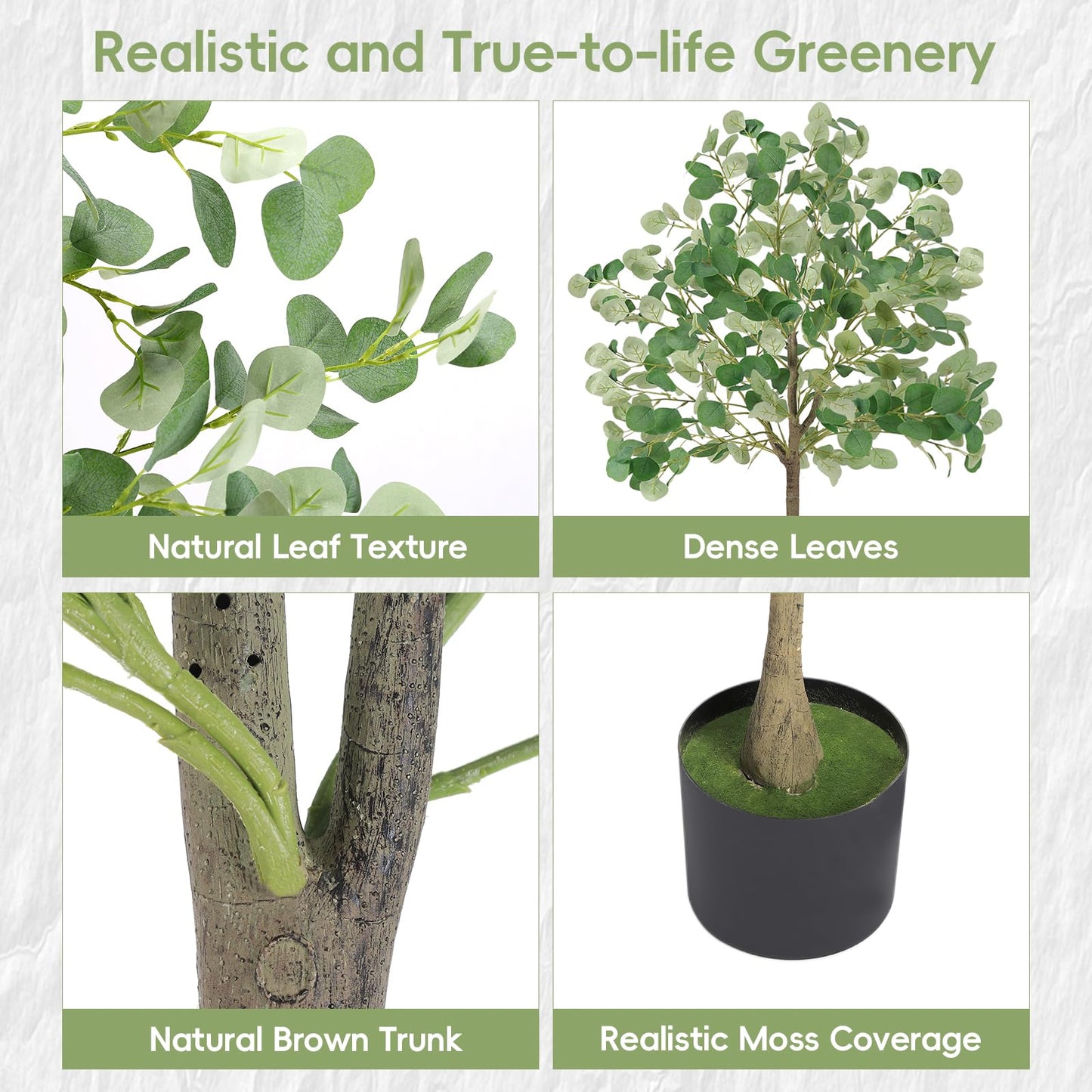 6ft Artificial Eucalyptus Tree, Realistic Faux Potted Plant with Plastic Nursery Pot, No Maintenance Indoor Decor for Home Office Living Room Floor Plant