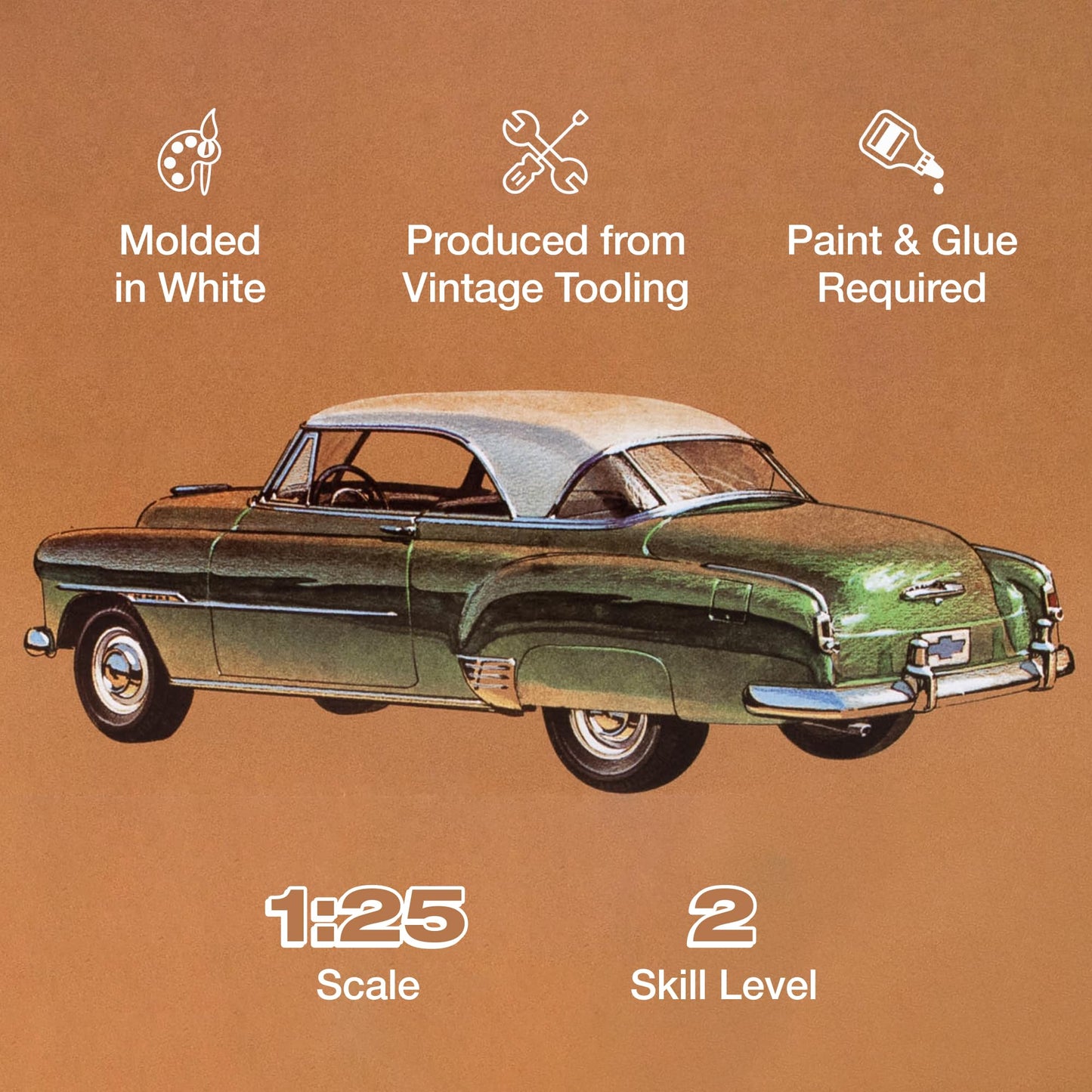 AMT Skill 2 Model Kit 1951 Chevrolet Bel Air 2-in-1 Kit Retro Deluxe Edition 1/25 Scale Model