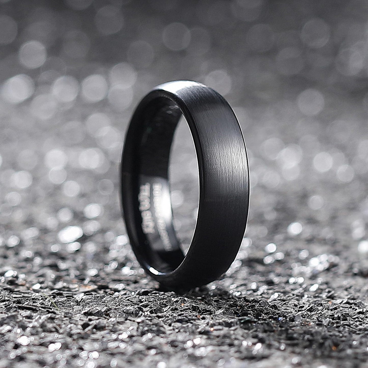 King Will 6mm Black Wedding Band for Men, Domed Brushed Tungsten Rings for Men Women, Comfort Fit, Durable, Size 10.5