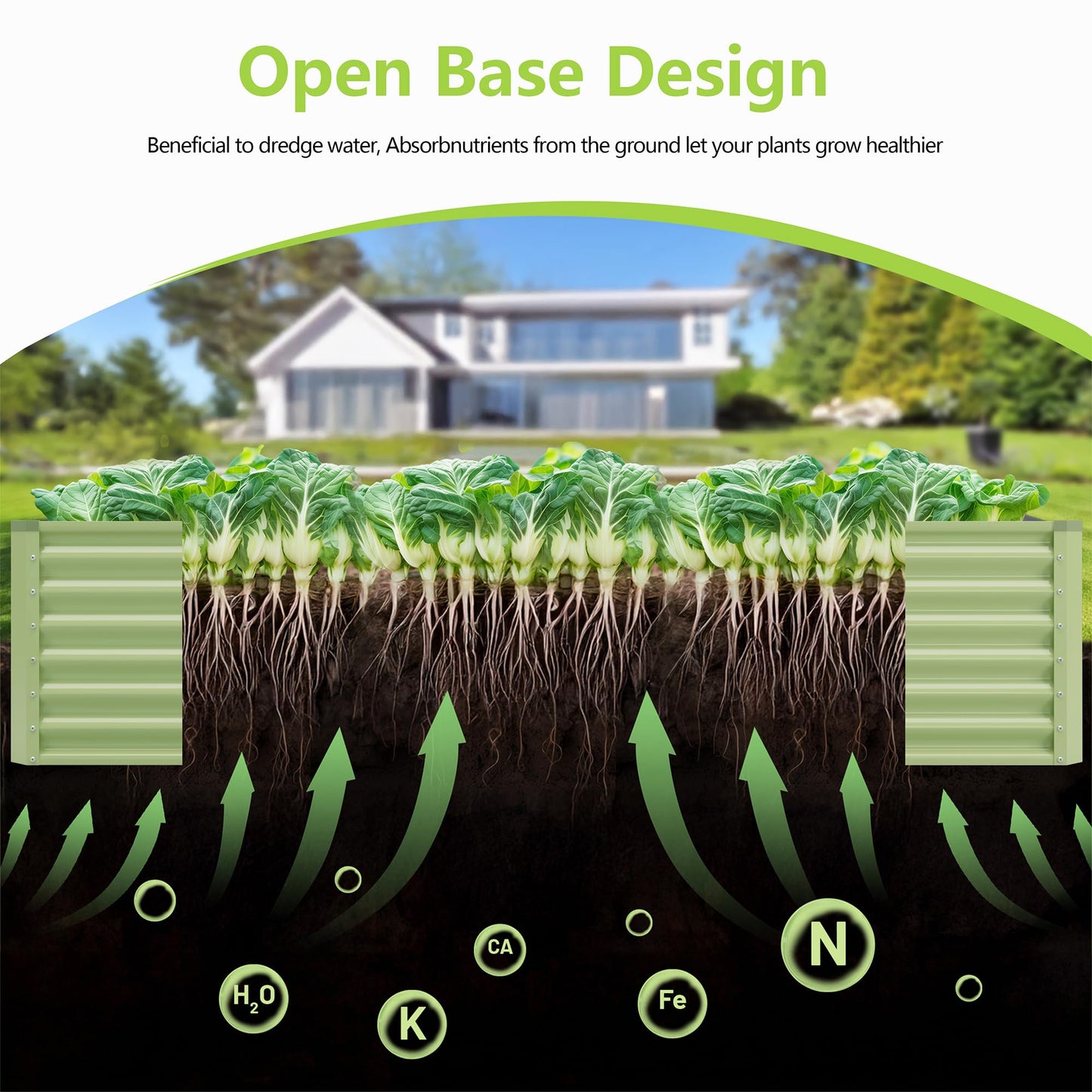 Ayen Guard 2PCS 4x2x2FT Galvanized Raised Garden Bed,Galvanized Planter Boxes Outdoor, Large Metal Raised Garden Beds for Vegetables-Green