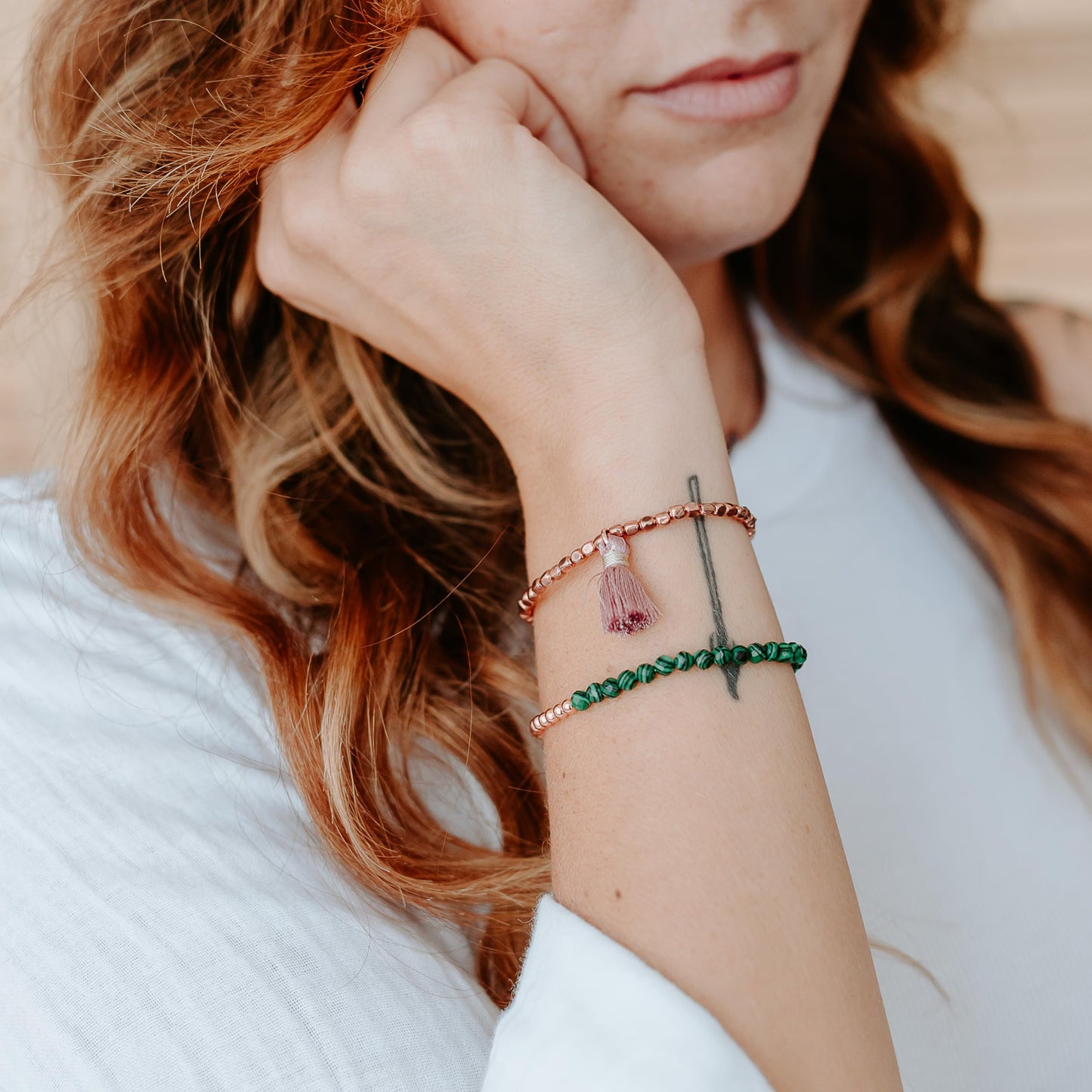 The Blue Yogi Malachite & Natural Copper Bead Bracelet for Men & Women – Healing Crystal Energy Bracelet for Protection & Positivity