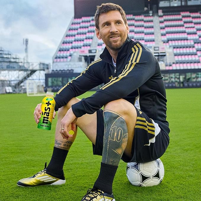 Más+ by Messi 16.9oz Limón Lime League, Sports Drink & Hydration Beverage, Natural Flavors with Vitamins and Electrolytes, No Artificial Sweeteners or Colors, 12-pack