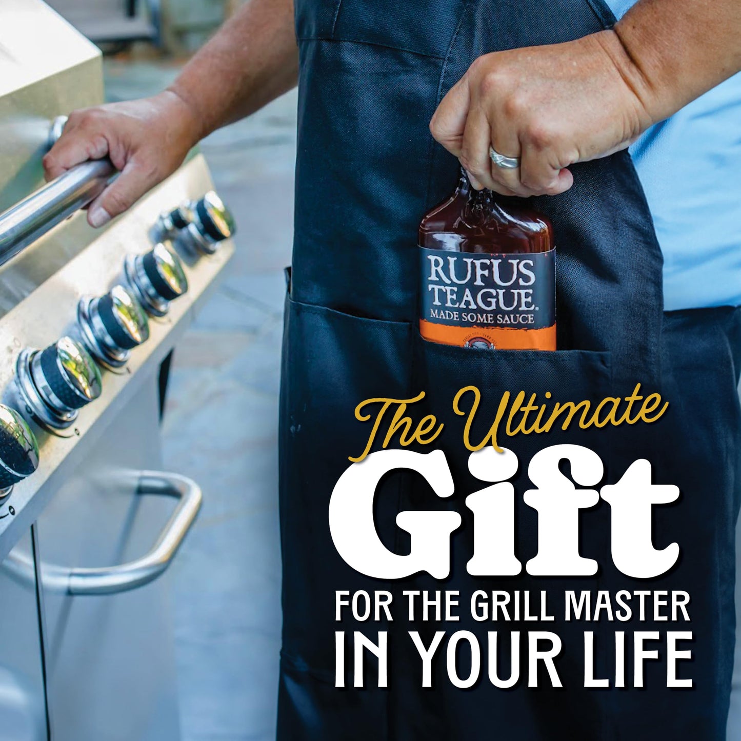 Rufus Teague BBQ Sauce & Rub BBQ Gift Set, Saucin' & Rubbin' Tote with Honey Sweet, Touch O' Heat, and Meat Rub, Great Grilling and 3-Piece Cooking Gift, Made in USA