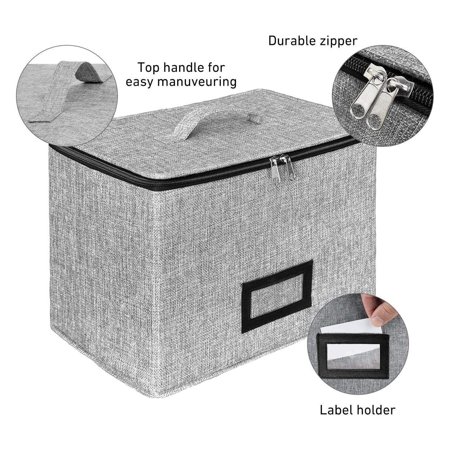 HURZMORO Wine Glass Storage Box with Dividers, Holds 6 Red or White Wine Glasses, Hard Top and Sides,6 Compartment Stemware Storage Container, Grey