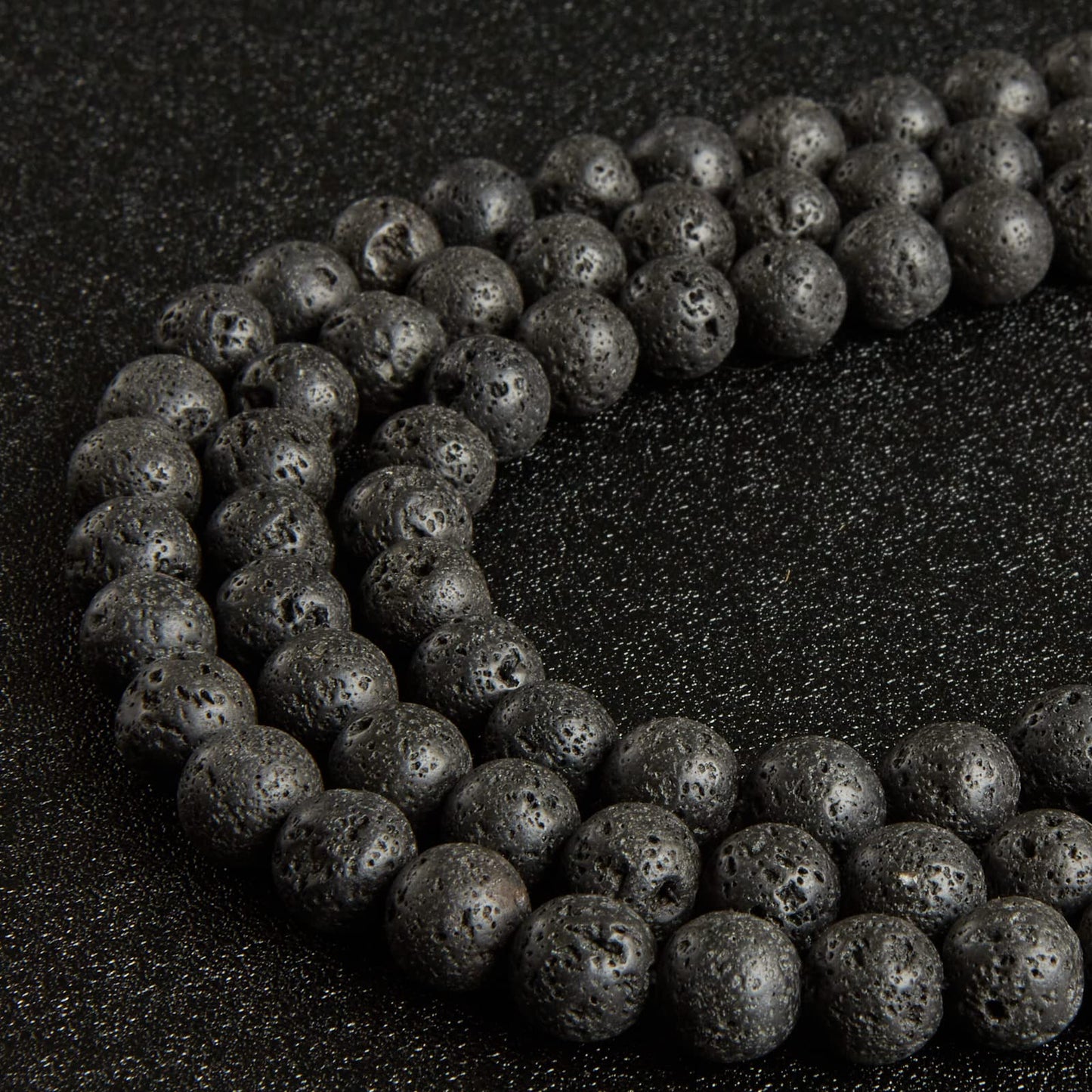 100pcs 8mm Black Lava Beads Natural Gemstone Beads Round Loose Beads for Jewelry Making