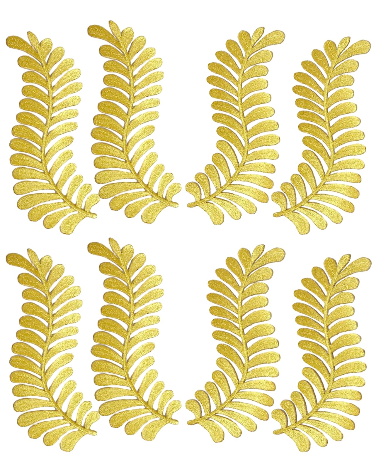 MSCFTFB 4 Pairs Leaves Iron on Patches,Decorative Ivy Embroidered Patch,Fabric Repair Patch for Clothes Jean Jacket Pant Vest Backpack Appliques Embellishments (Gold)