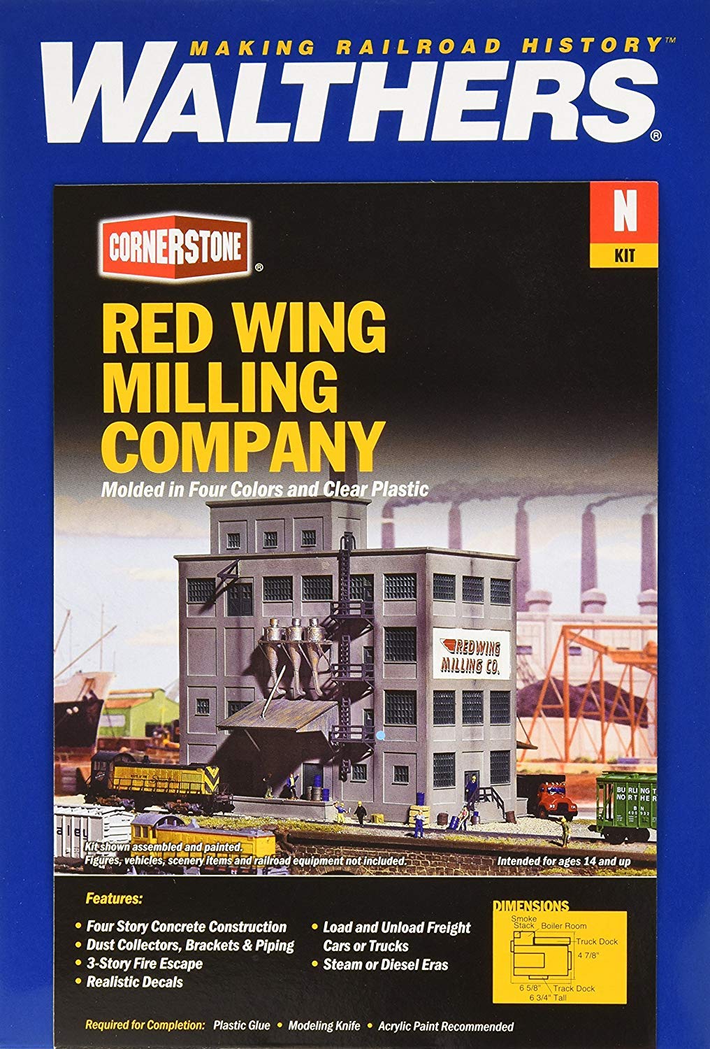 Walthers Cornerstone Red Wing Milling Co. 933-3212 N Scale Model Railroad - Structure Kit