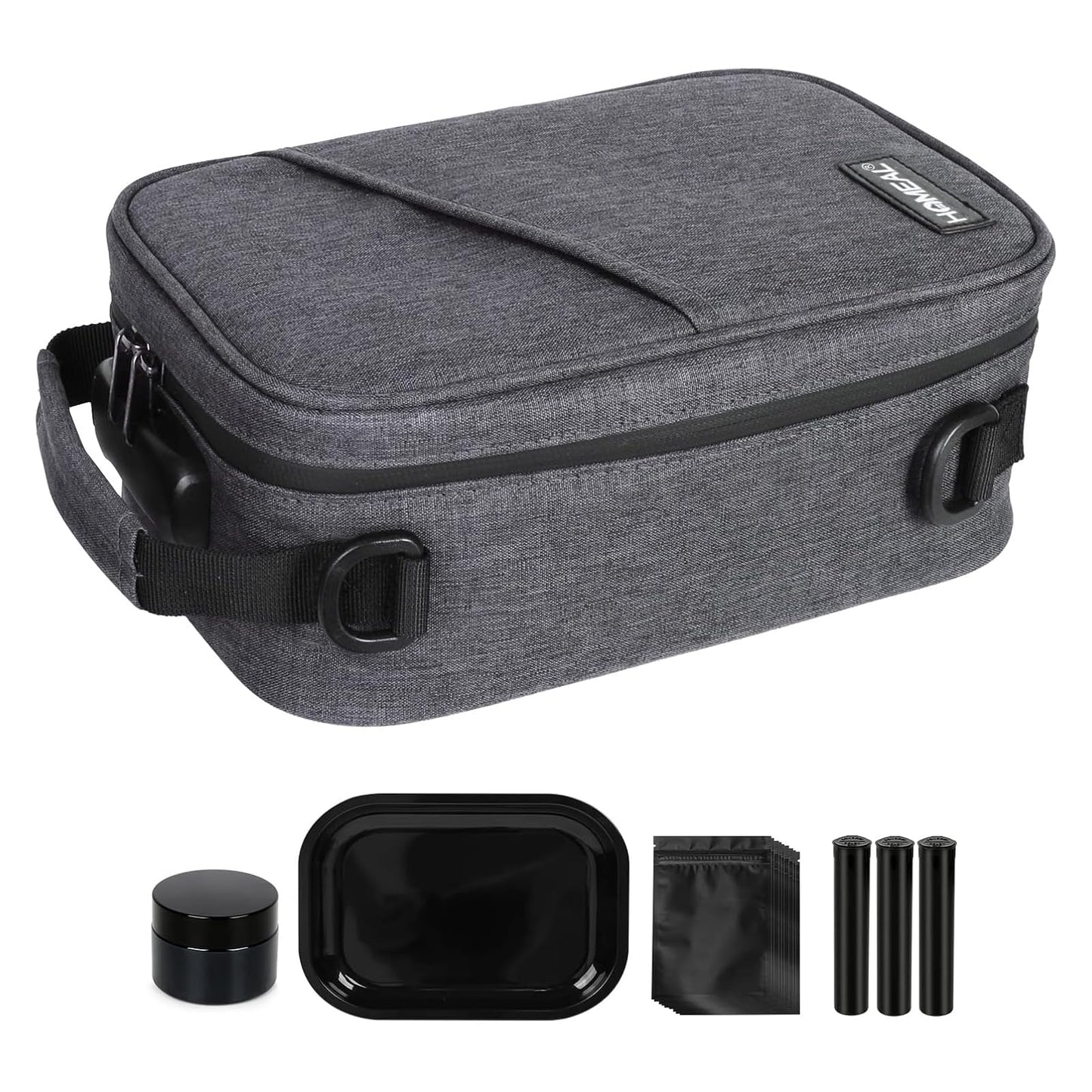 HOMEAL Smell Proof Stash Box，Smell Proof Containers with Combination Lock,Smell Proof Box,Smell Proof Stash Bag for Travel Gift for Man Women Dark Grey