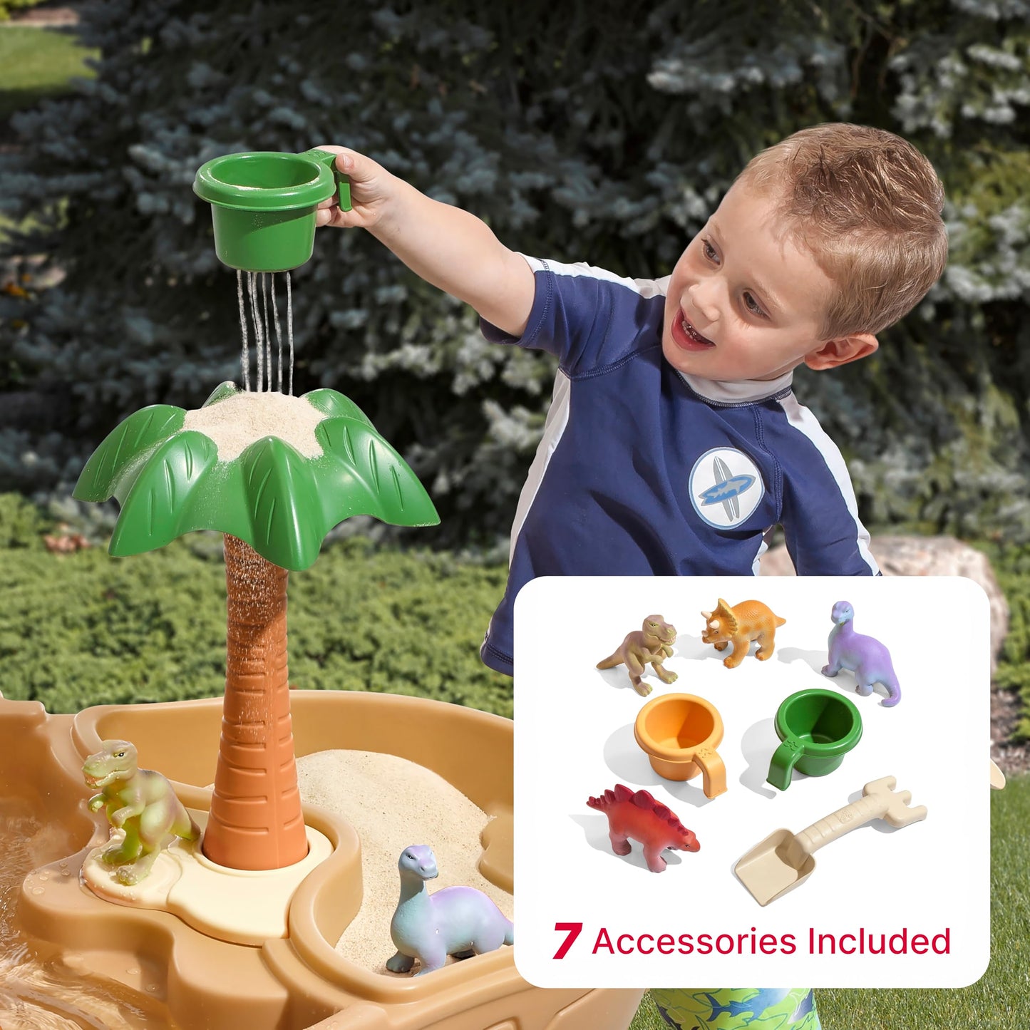 Step2 Dino Dig Sand and WaterTable, Kids Activity Sensory Playset, Summer Outdoor Toys, 7 Piece Water Toy Accessories, For Toddlers 2-5 Years Old