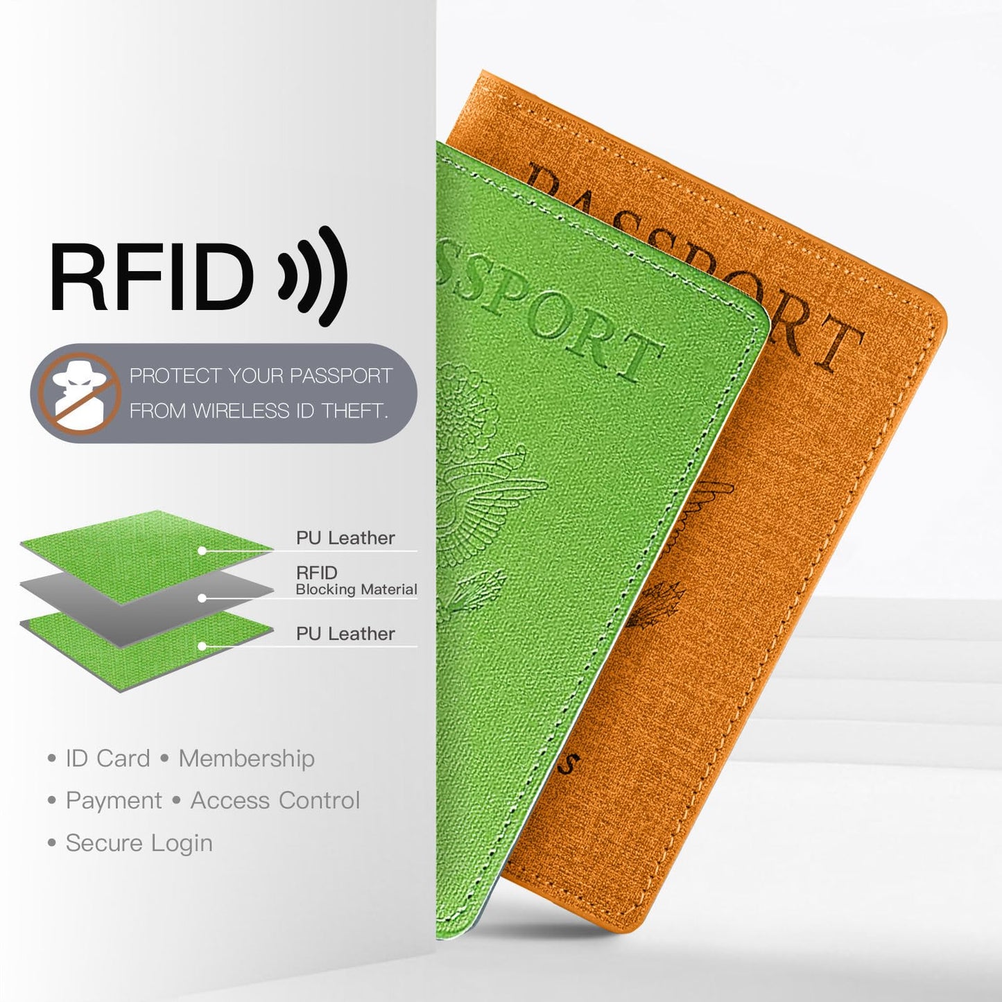 VIDIVICI 2Pack Passport Wallet, Travel Gifts, Travel Accessories - Yellow&Green