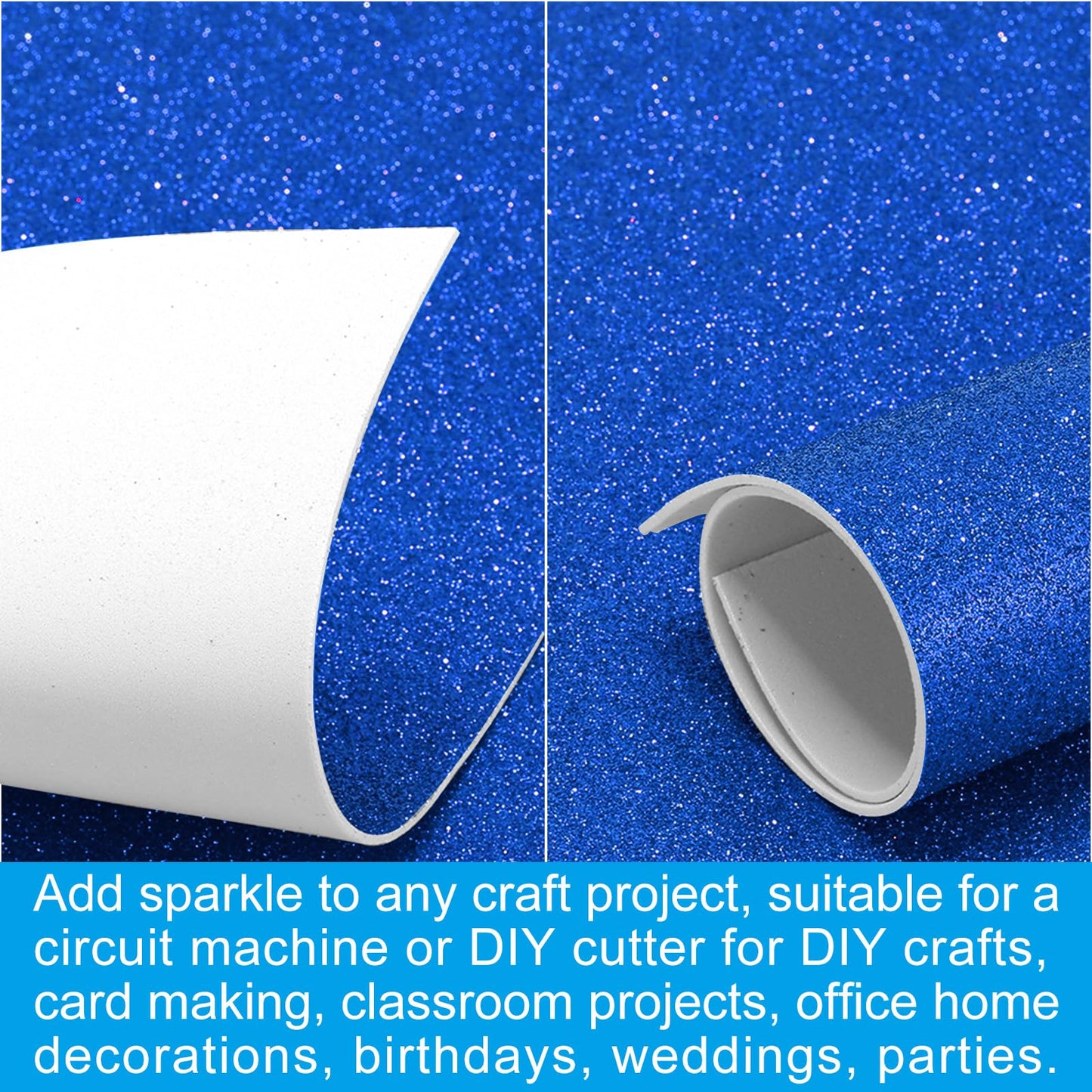 PATIKIL 2mm(1/10") Thick Adhesive Glitter Foam Sheet 16x24inch(40x60cm) Dark Blue, EVA Shiny Foam Board for Craft, 6 Pcs