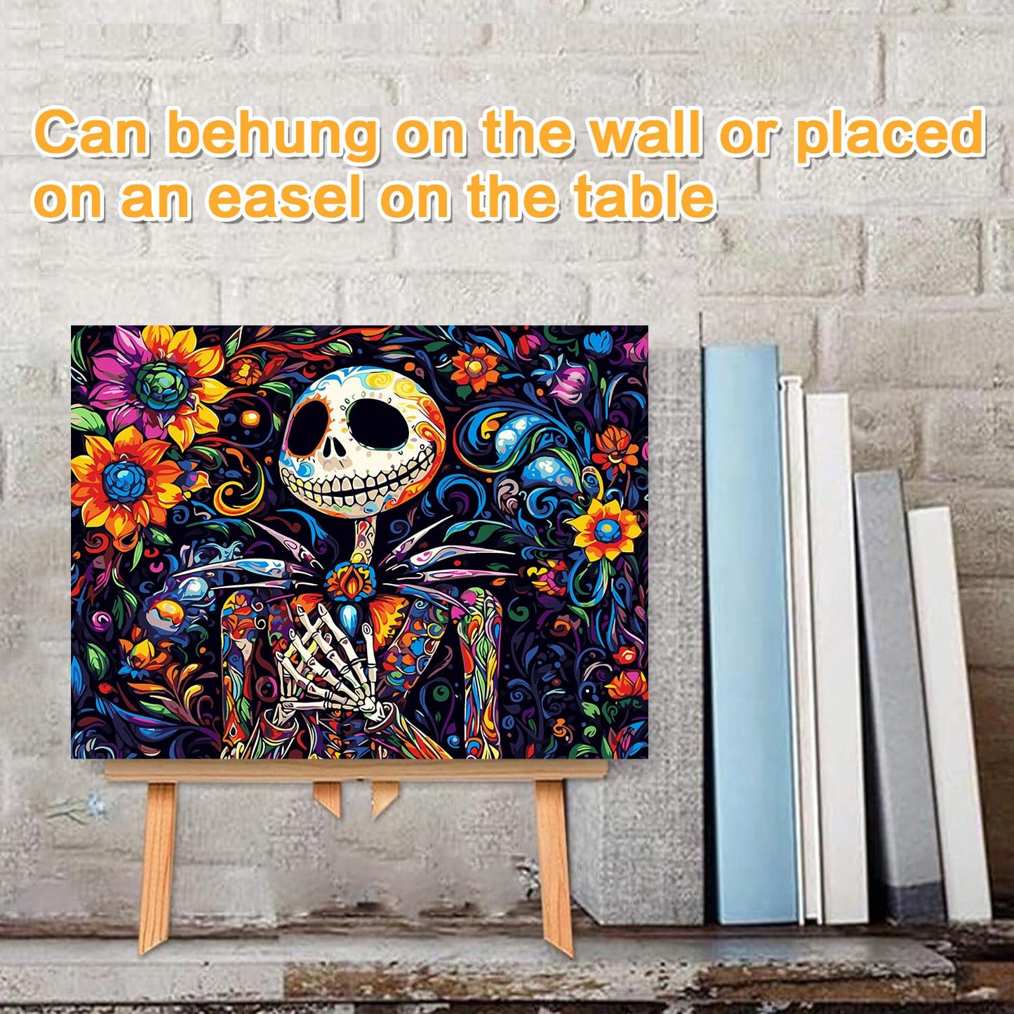 Meothan Framed Paint by Numbers Kits for Adults Halloween, Nightmare Before Christmas Paint by Numbers Kits on Canvas with Easel for Home Wall Decor 11.8x15.7inch (30x40cm