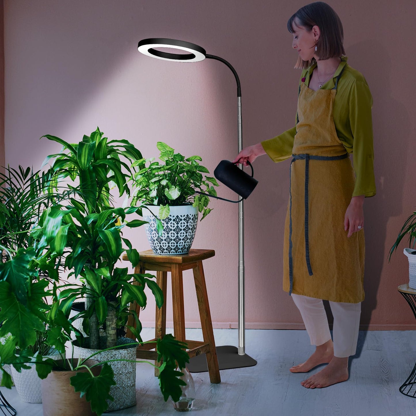 Grow Lights for Indoor Plants - Full Spectrum LED Plant Growing Light with 3H/9H/12H Auto Timer, Height Adjustable (16-67"), 3 Color Modes, 10 Dimming - Sun Lamp for Large Tall Small Plant- Black