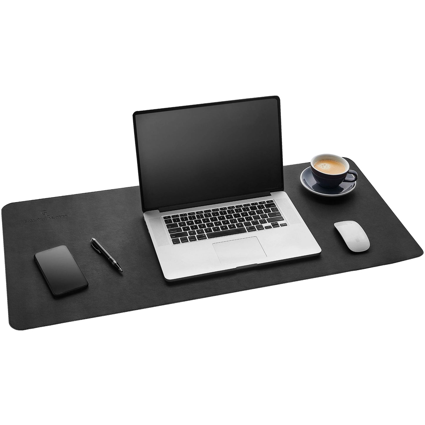 Gallaway Leather Desk Mat, Office Writing Desk Pad, Large 36" x 17" Black, for Top of Desks, Gift Ready Elegant Computer Desk Cover Protector PU Leather