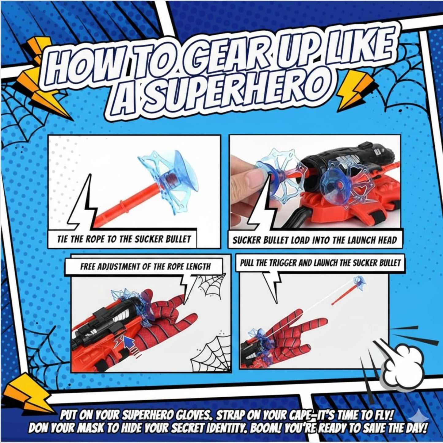 Superhero Toy Set – Includes 2 Shooters, 2 Gloves, and 1 Cape – Ideal for Indoor and Outdoor Costume Role-Playing & Imaginative Play