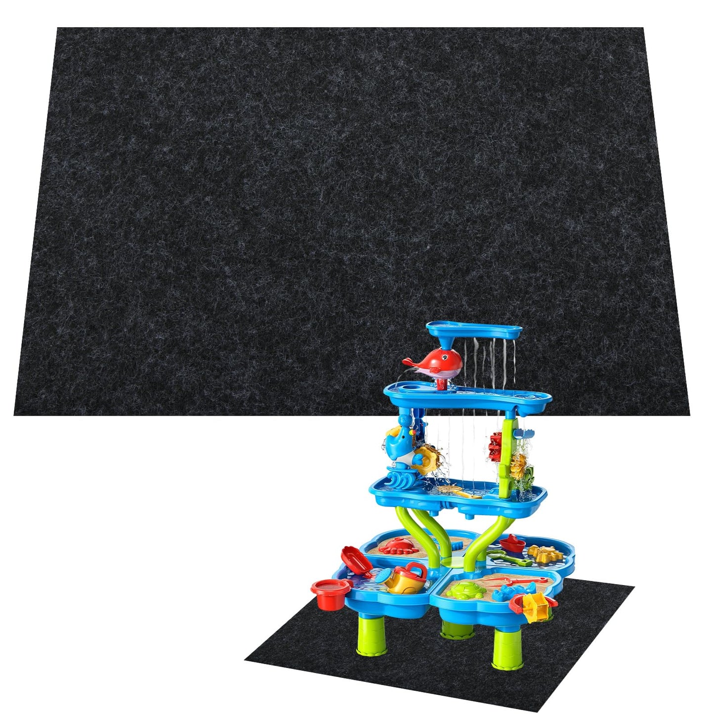 CIEOVO Water Table Mats, Non Slip Backing Outdoor Splash and Play Activity Pad Rug Waterproof Water Play Table Mat for Summer Beach Backyard Fun Water Play