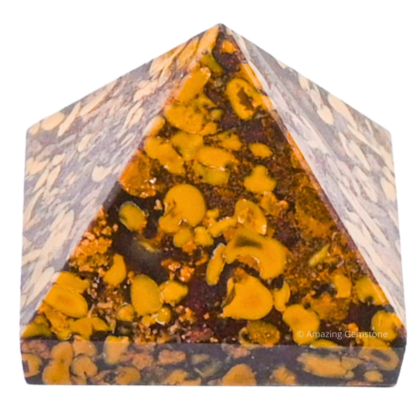 Amazing Gemstone Fruit Jasper Pyramid Crystal Healing Stones - 1" Great Pyramid Figurine of Natural Stone Pyramid for Meditation, Reiki, Chakra Balancing and Crystal Pyramids Grid