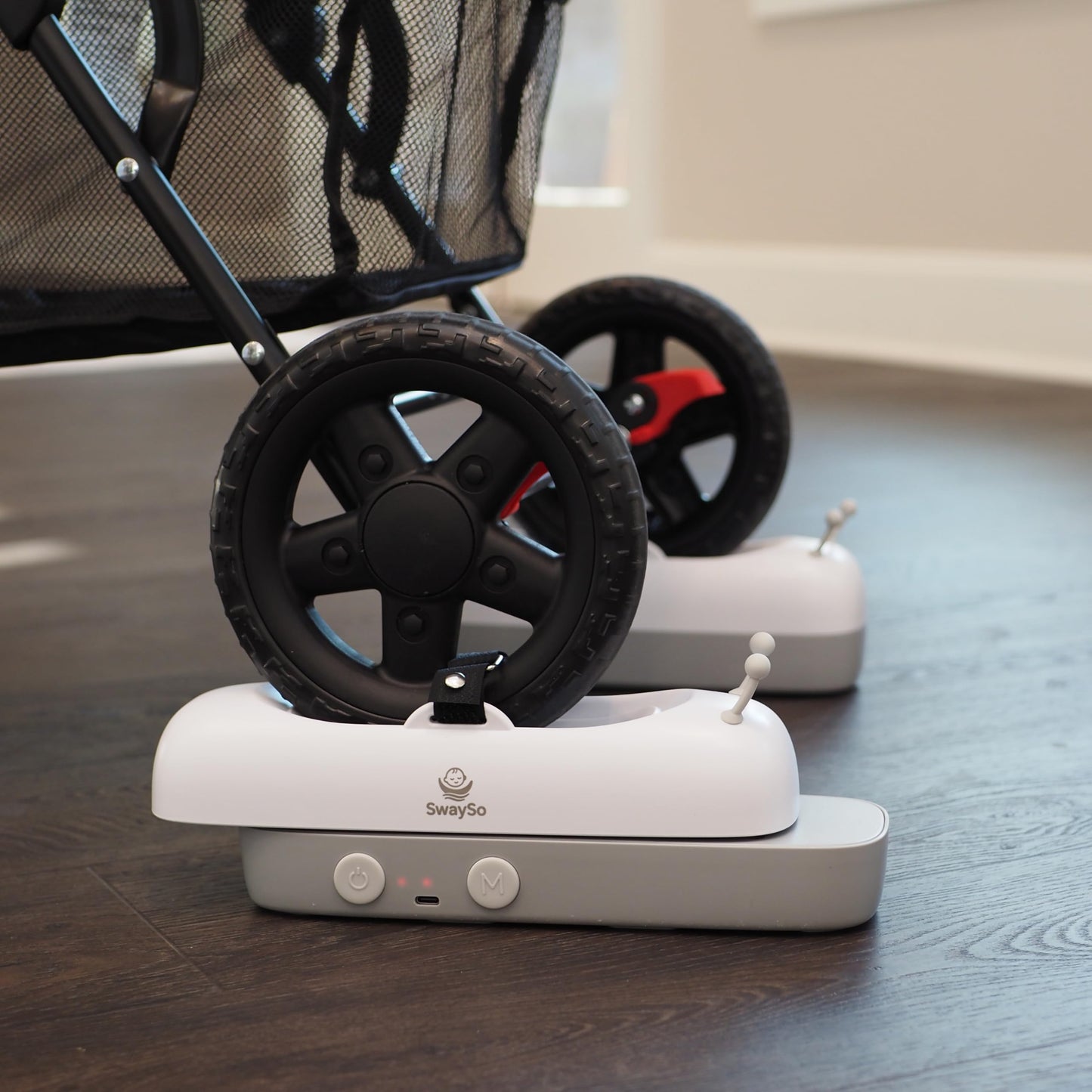 Automatic Stroller Rocker Attachment – Smart Infant Soother for Peaceful Sleep – Rechargeable, Remote Control, Two Soothing Modes – Single-Wheel Lightweight Strollers Only- SwaySo