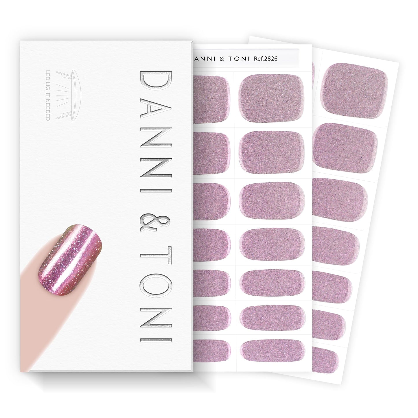 DANNI & TONI Semi Cured Gel Nail Strips Holographic Rainbow Laser Glitter Gel Nail Wraps 28 Stickers | Iridescent Charm