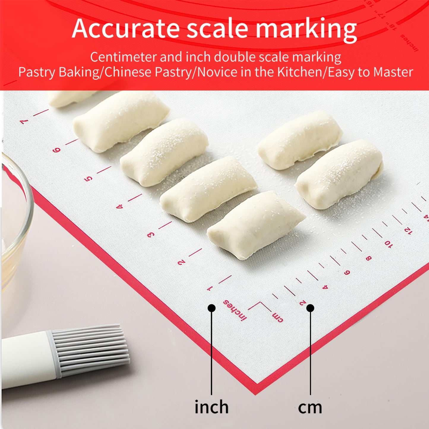 Silicone Baking Mat Super Large, 32x24 inch Silicone Pastry Non Stick Kneading Mat with Cable Ties and Dough Scraper, Measurement Food Grade Silicone Mat for Rolling Dough