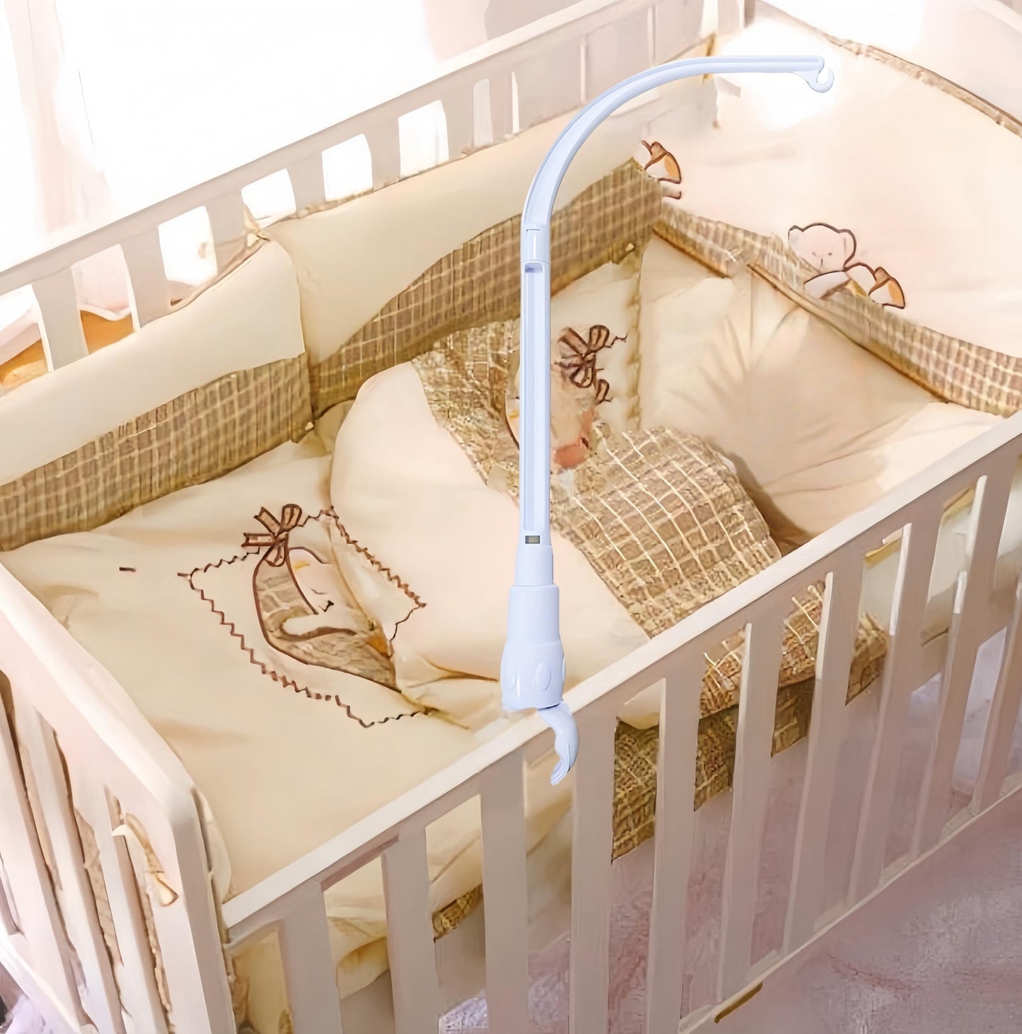 Accfore DIY 23 inches Crib Mobile Arm Nursery Mobile arm Baby Mobile Hanger, Mobile arm for Crib,The Claw Part can be Adjusted Width,DIY Toy Decoration (Crib Mobile Arm)