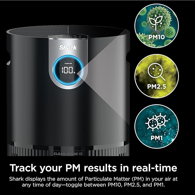 Shark Air Purifier for Home, Office, and Bedroom, Clean Sense Technology, HEPA Air Filter, 1200 Sq Ft, Captures 99.98% of Particles, Pet Dander, Pollutants, Dust, Smoke, Allergens & Smells, HP202