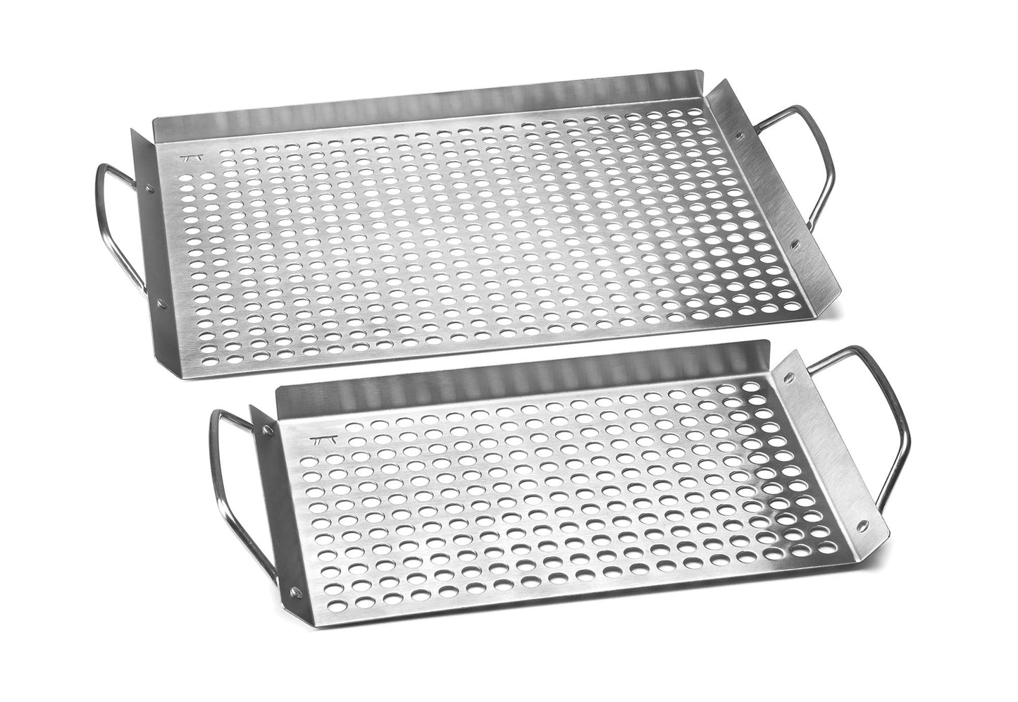 Outset Stainless Steel Grill Topper Grid, Set of 2, 11"x7" and 11"x17" BBQ Basket Trays
