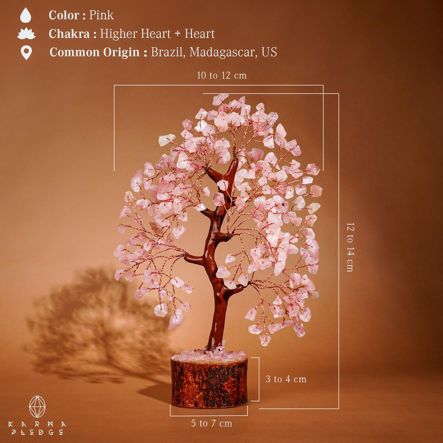 Rose Quartz Crystal Tree of Life Birthday Gifts for Women, Men, Handmade Home Decor, Office Decoration, Healing Crystal Chakra Tree for Money, Positivity, Reiki, Good Luck Gifts for Her, Mom & Dad