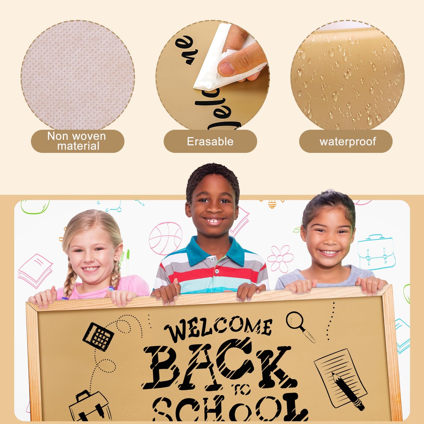 32.8ft x 15.7" Burlap Texture Bulletin Board Roll, Reusable Brown Non-Woven Bulletin Board Decor Border, Waterproof Erasable Burlap Classroom Poster Background for Back to School Wall Decor Wrap Craft