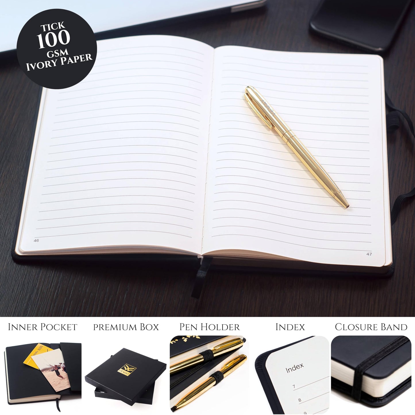 Veway Tree of Life Journal and Pen Gift Set - Vegan Leather Journal with Pen - Professional Diary for Women or Men - A5 Hardcover Fancy Notebook Gift Set - Index & 224 Lined Pages