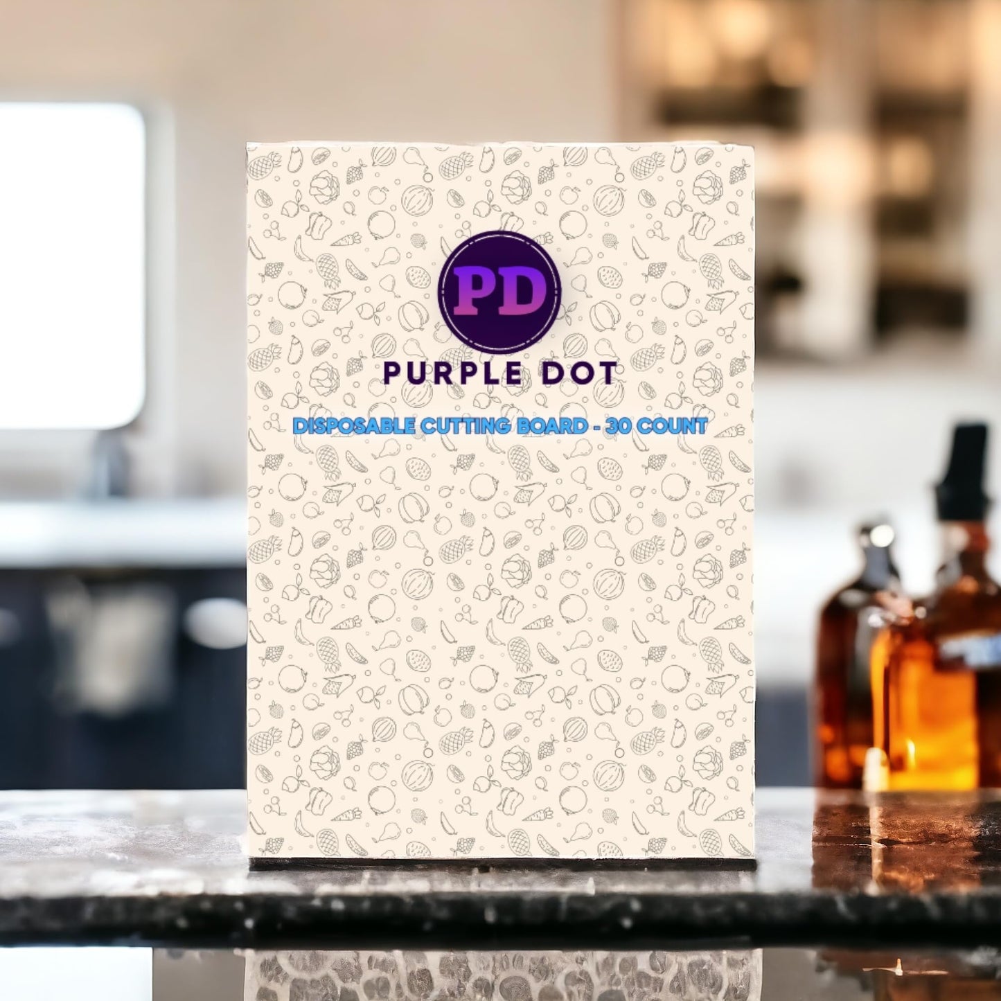 Purple Dot 30 Pack Disposable Cutting Board Sheets – Large Flexible Cutting Mats for Meat, Chicken, Fish & Vegetables – Portable Chopping Board Liners for Kitchen, Crafts, Art Projects & Camping