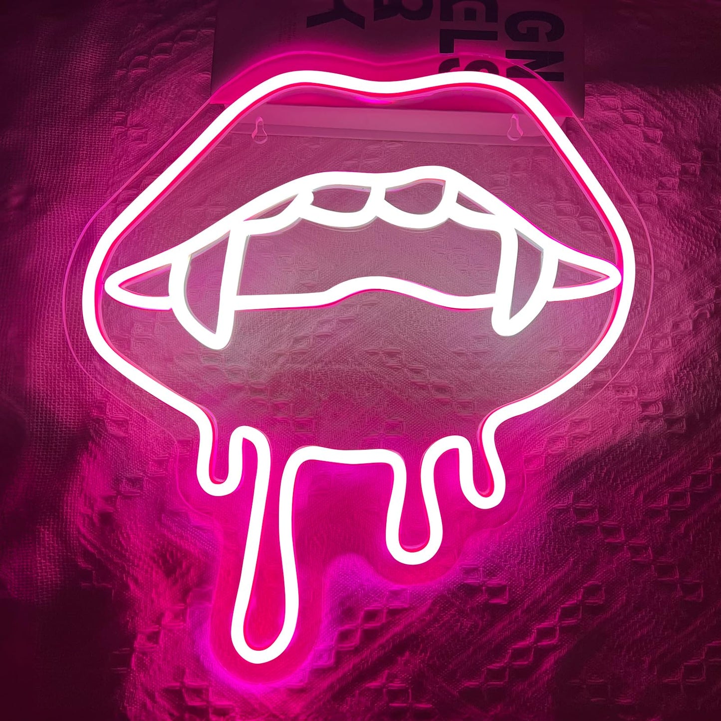 Lip Neon Sign, Halloween Lips Neon Light for Wall Decor, Red LED Big Lip Shaped Neon Signs for Party Aesthetics Decorations, USB Powered Custom Creative Neon Sign for Unique Gift,Man