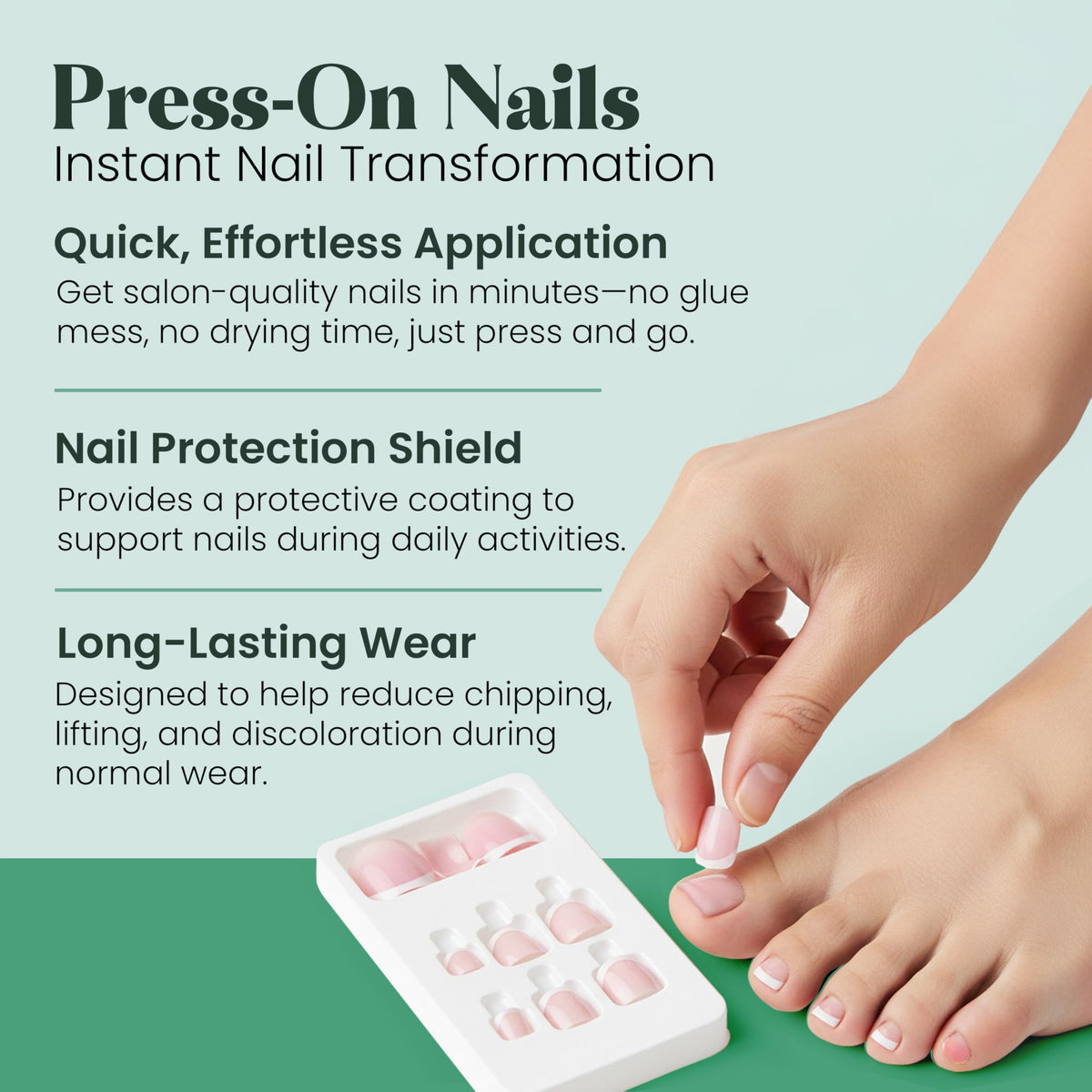 Dr. Antifungus Press-On Toe Nails Kit – 4 Sets Medium Oval Glue 8 Pcs -On Fake Toe Nails with Nail Bond Solution – Long-Lasting Press-On Toe Nails for Women (Red)