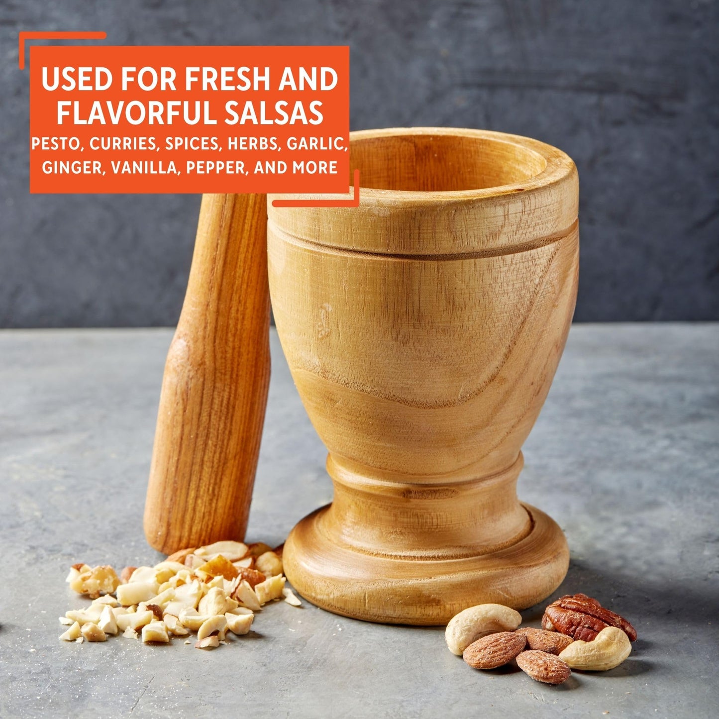 IMUSA USA LIS-005W Jumbo Mortar with Pestle, Wood