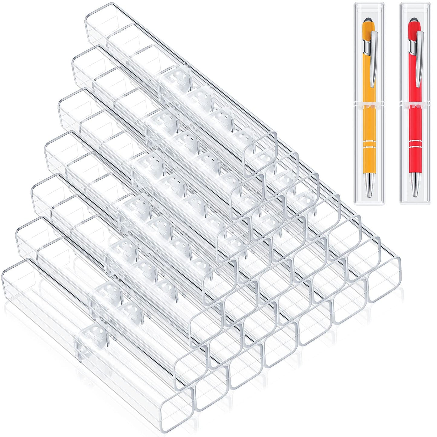 Spakon 40 Pieces Pen Gift Boxes, Acrylic Plastic Pen Cases Storage Plastic Pencil Box Case Transparent Pencil Container for Student School Office Supply