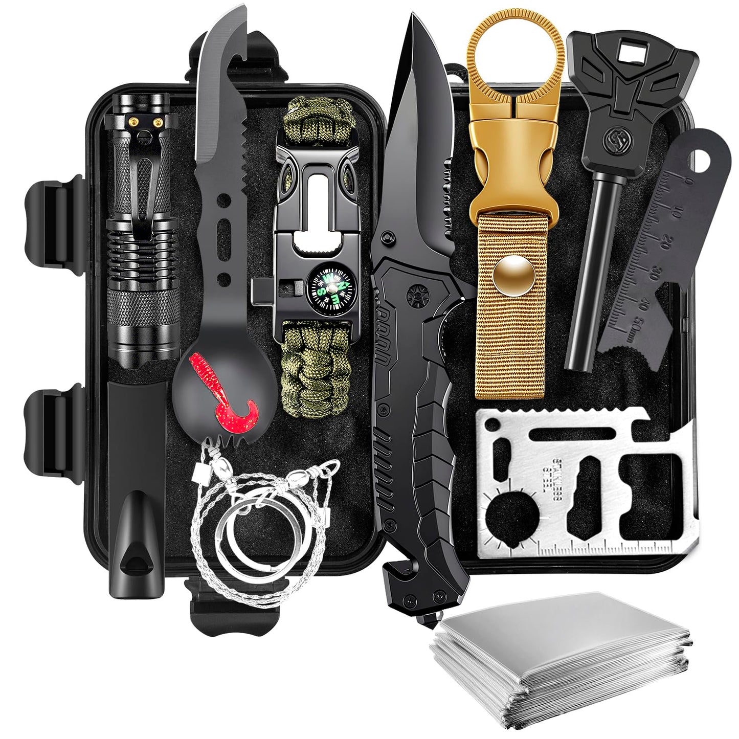 Survival Kit for Men & Emergency Backpack - 11-in-1 Emergency Survival Gear for Camping, Hiking, Backpacking | Earthquake Preparedness, Outdoor Essentials