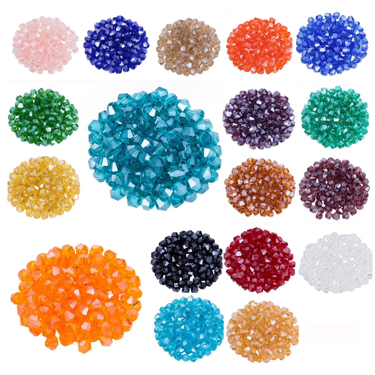 LONGWIN Lot 1800pcs Glass Bicone Beads 4mm for Adults, Crystal Beads Jewelry Making Supply for Bracelets, Necklaces, Earrings