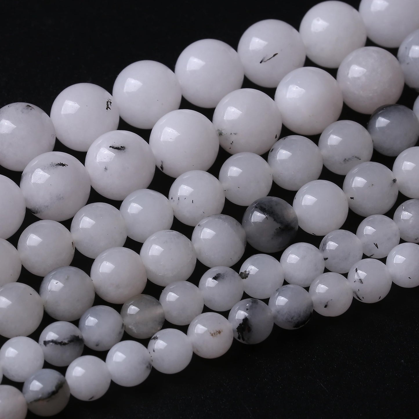 60PCS 6MM Black Rutilated Quartz Stone Beads Energy Healing Beads for DIY Jewelry Bracelet Necklace Making for Jewelry Making 15Inch