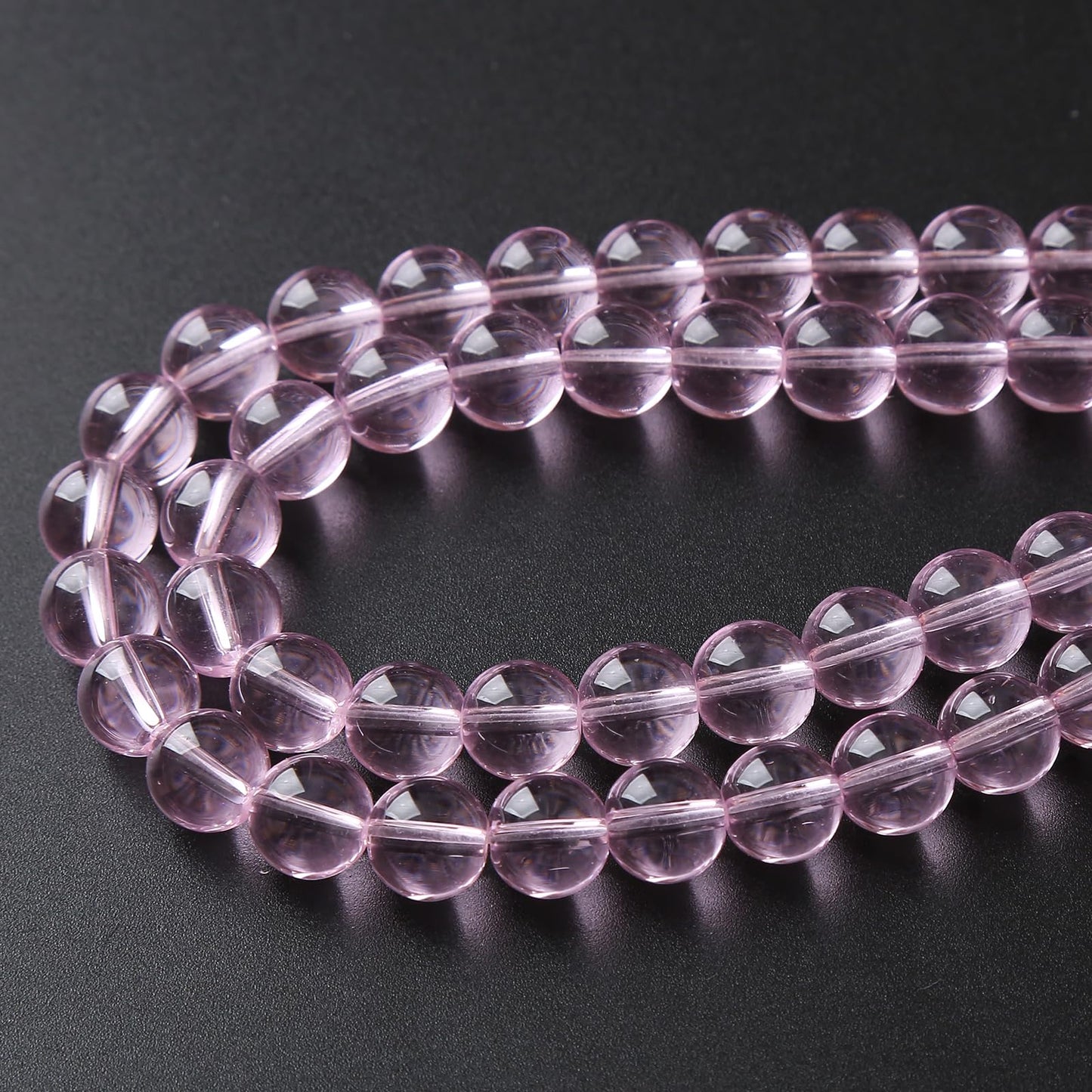 8mm 45pcs Smooth Rose Pink Glass Beads Quartz Crystal Round Loose Beads for Jewelry Making DIY Bracelet Necklace