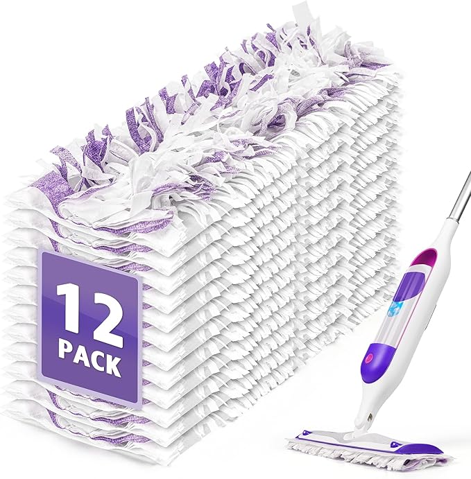 AIR U+ 12 Pack Disposable Power Mop Pads Refills for Swiffer Power Mop, Unscented 14-Layer Thickened Multi-Surface Replacement Mopping Refills Pads for Floor Surface Cleaning