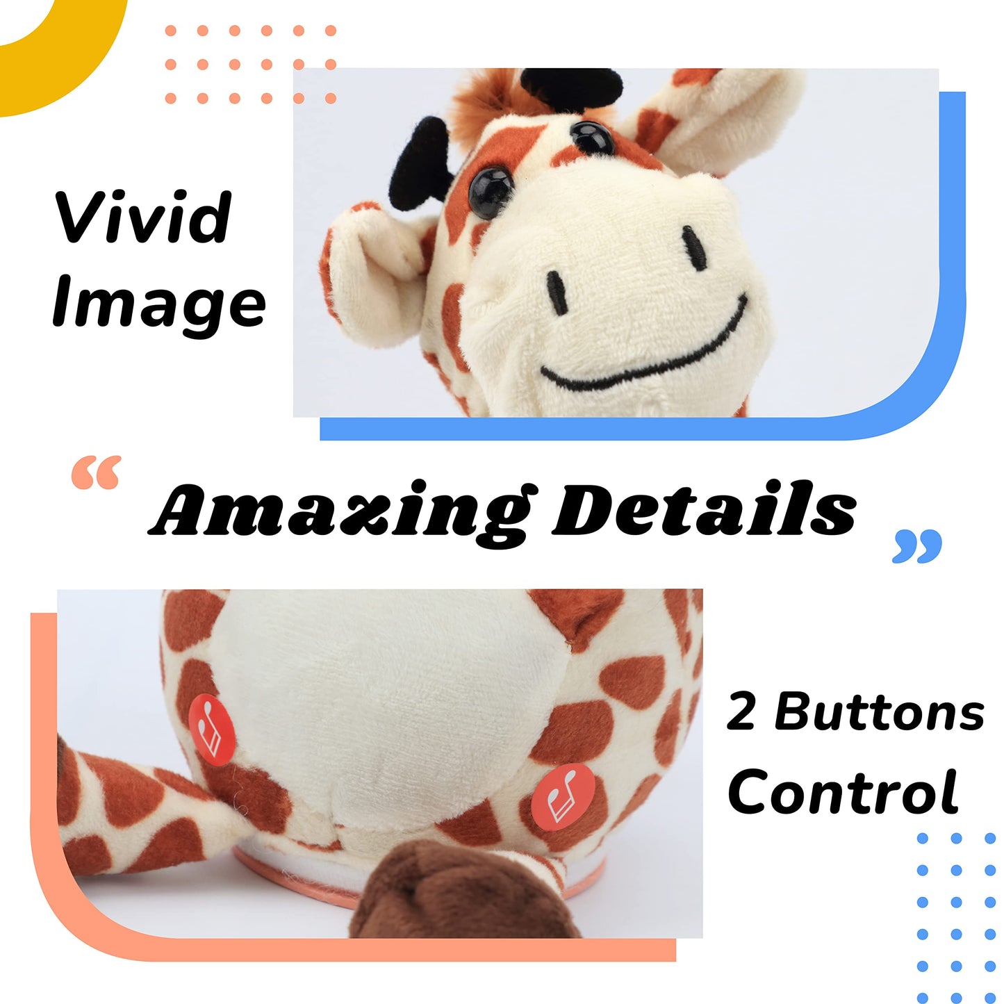 Hopearl Glowing Dancing Giraffe Toy Repeats What You Say Talking Toy Wriggle Singing Mimicking Twisting Electric Light Up Interactive Animated Speaking Gift for Kids, Brown, 13''