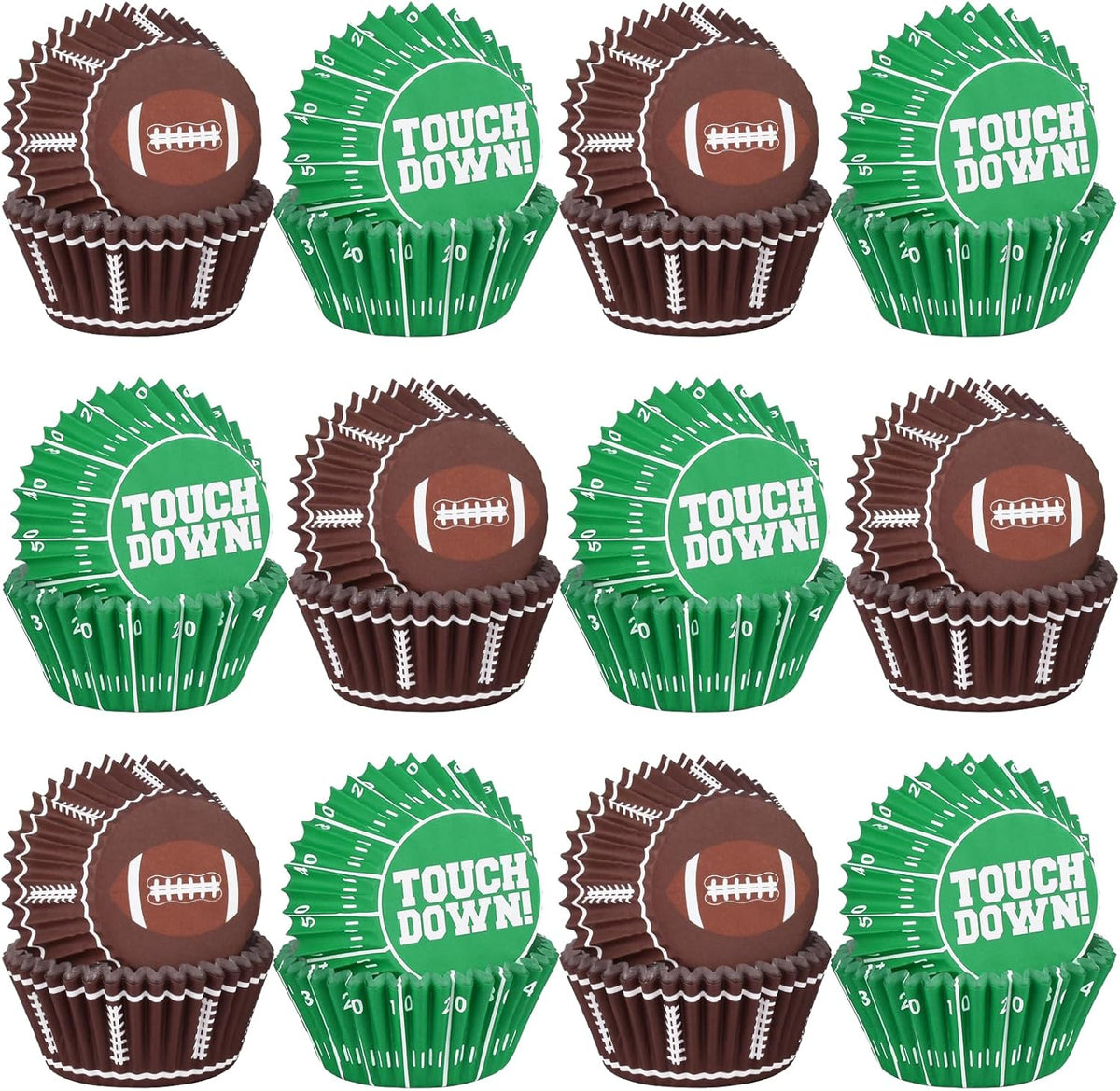 Football Party Supplies: 300-Count Football Cupcake Liners & Wrappers - Game Day, Birthday, and Tailgate Parties - Premium Football Cake Decorations - Football Party Favors