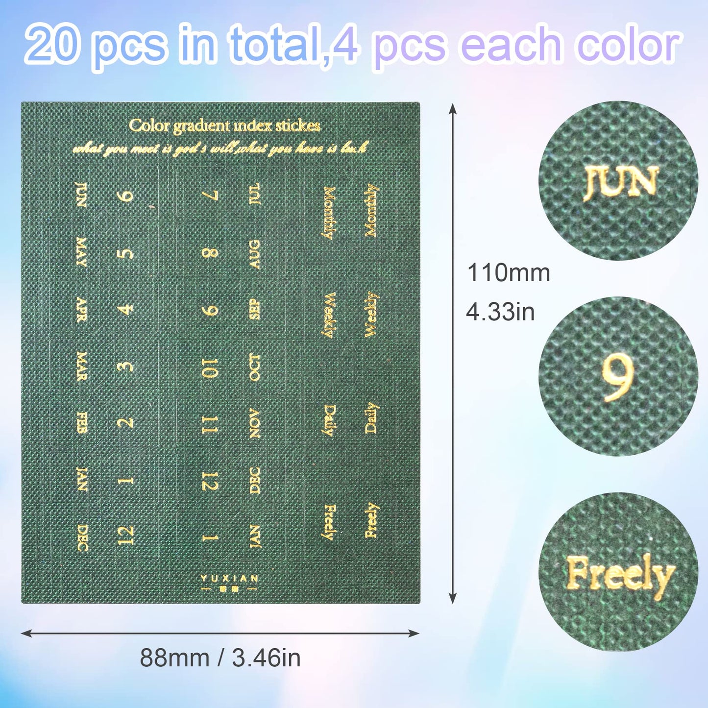 OIIKI Planner Monthly Tabs 20 Sheets, Monthly Tabs for Planners Index Tabs, Self Adhesive Month Tabs Stickers for Planners Office Study Journal Notebook Agendas Organizers Office Supplies