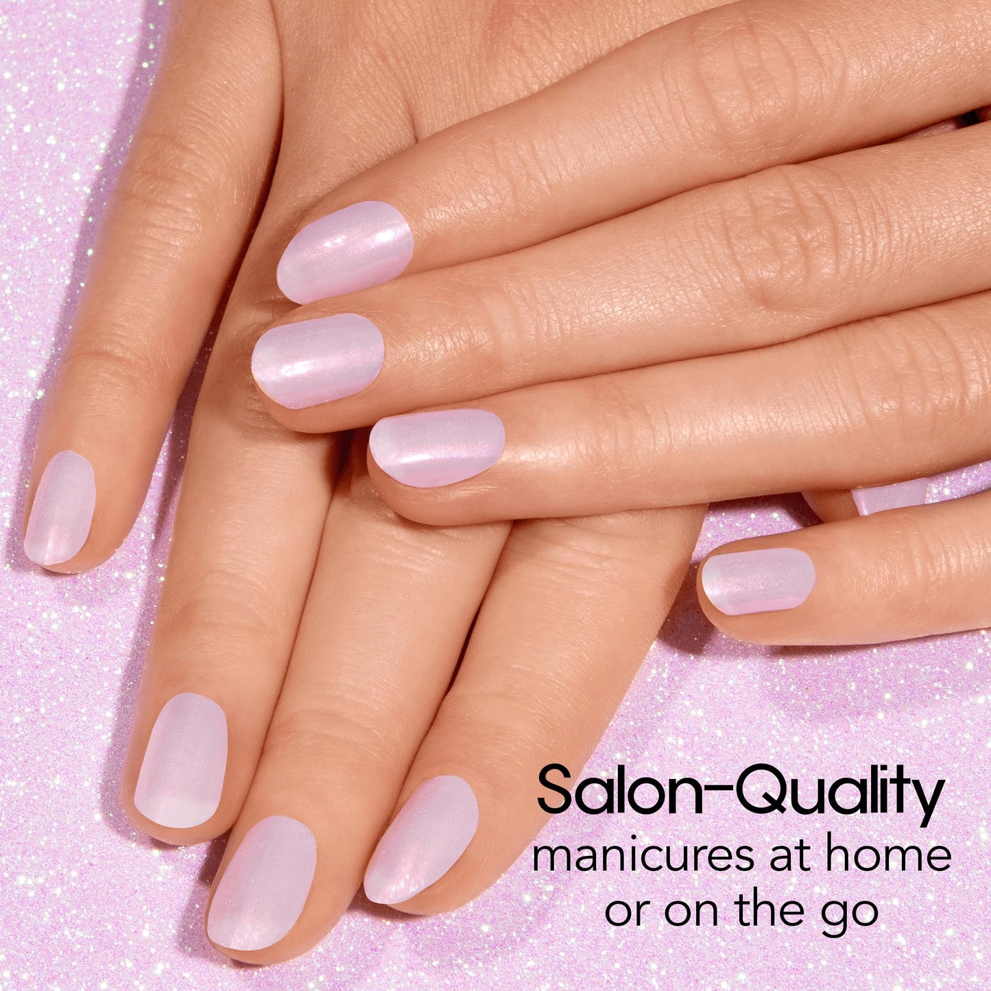 Color Street Glazed Over Nail Strips - Shimmery White with Pink Flash - Shimmer Finish - 16 Double-Ended Nail Strips - Easy Application, No Drying Time Long-Lasting Manicure - Ideal for Any Occasion.