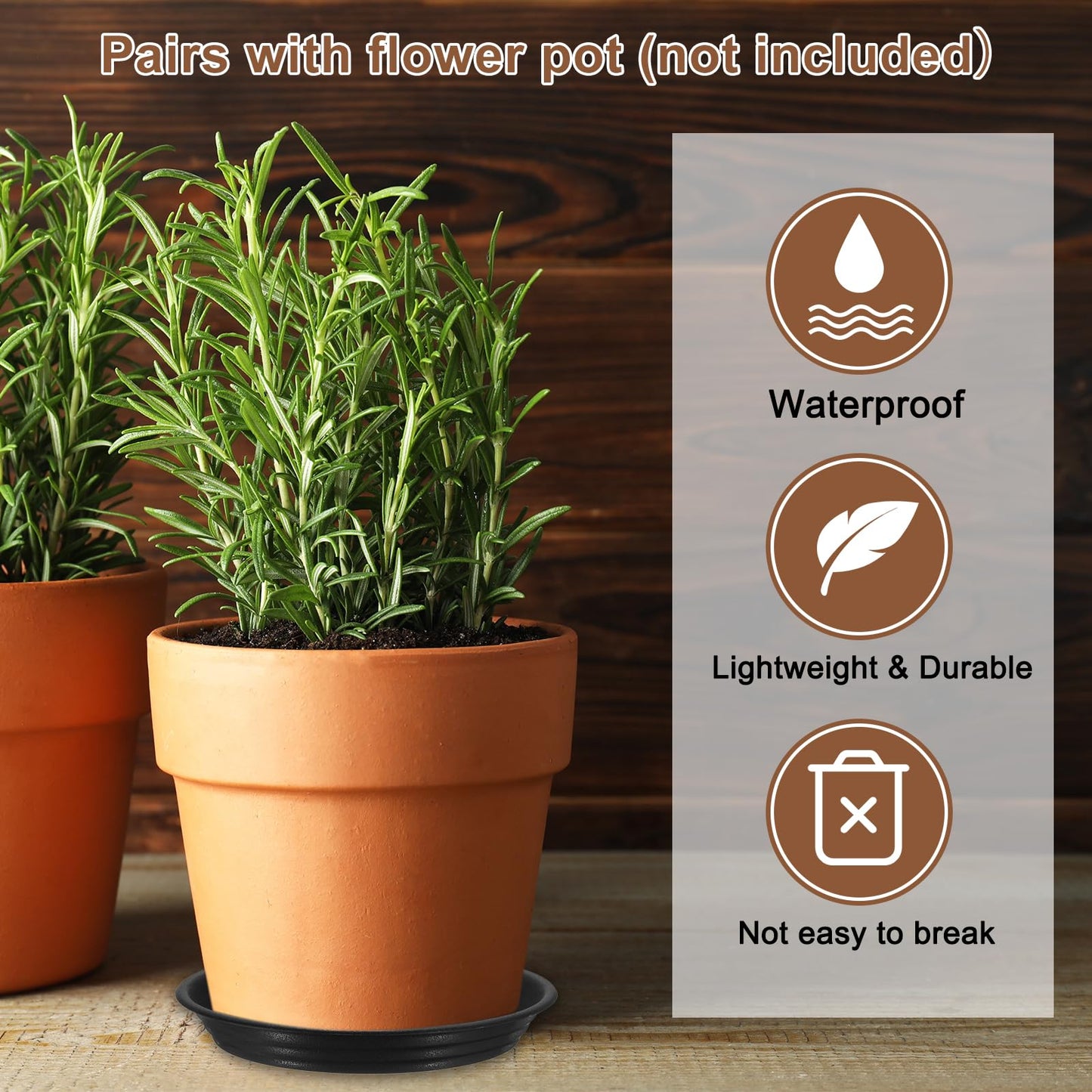 HARFINGTON 2pcs Plastic Plant Saucer 9.5" Round Drip Trays Flower Pot Saucers Flower Base Bottom Drainage Tray for Indoors Outdoors Planters, Pearl White