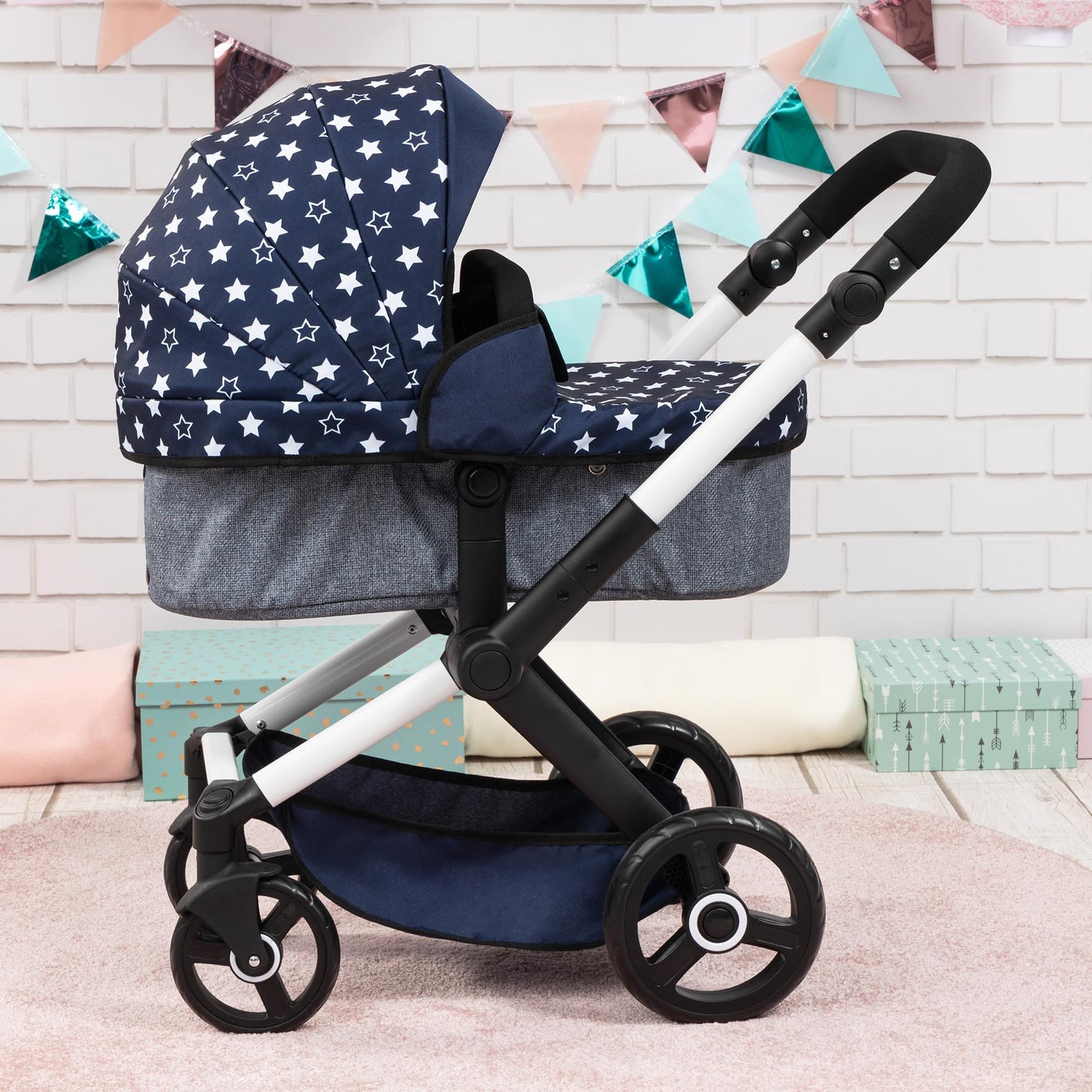 Bayer Pram Xeo Doll Stroller - Convertible 18 inch Doll Pram with Shoulder Bag