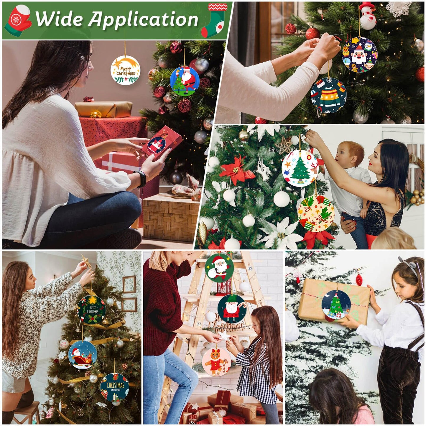 Caffox 3" Metal Sublimation Ornament Blanks Bulk, 24 Pieces Round Sublimation Blanks for Christmas Decorations and DIY Crafts