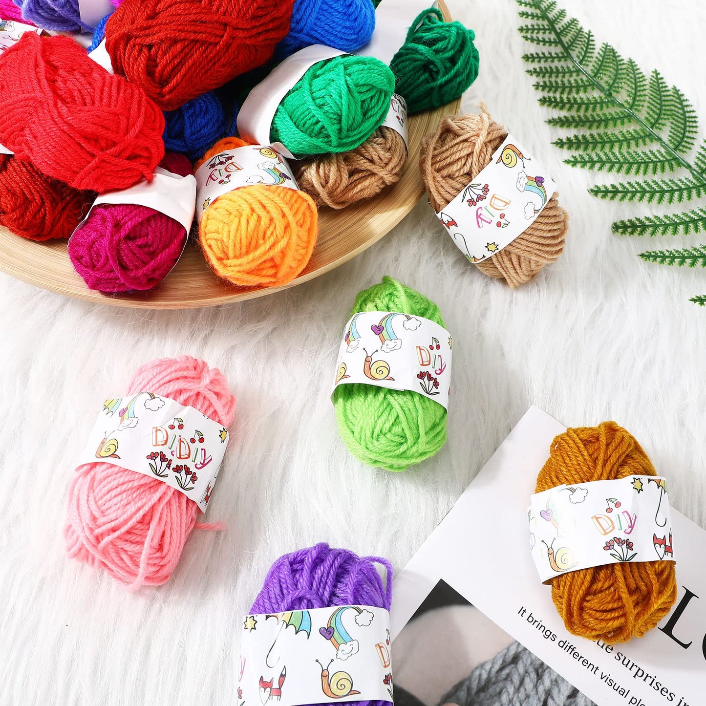 Nuogo 150 Rolls 3300 Yards Acrylic Crochet Yarn Bulk 53 Oz/ 1500 g Knitting Acrylic Yarn Skeins Soft Mini Soft Crochet Skeins Multicolor for Knitting Handcraft Weaving Projecting Kit(Mixed Colors)